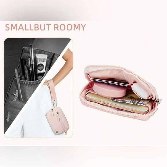 Westbronco Nylon Quilted Wristlet; Rose Pink; NWT; Multi Zipper Compartments - Picture 7 of 14